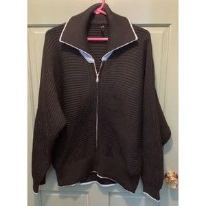 Vintage FRITZ LITZLFELDER Munich Black All Wool Full Zip Cardigan Sweater Sze 52